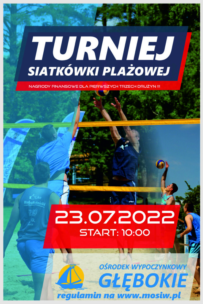 Plakat promujący imprezę - Turniej siatkówki plażowej