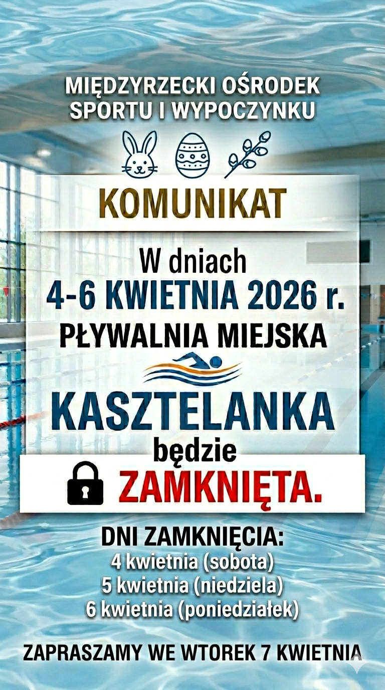 Przerwa świąteczna na Pływalni Miejskiej “Kasztelanka”